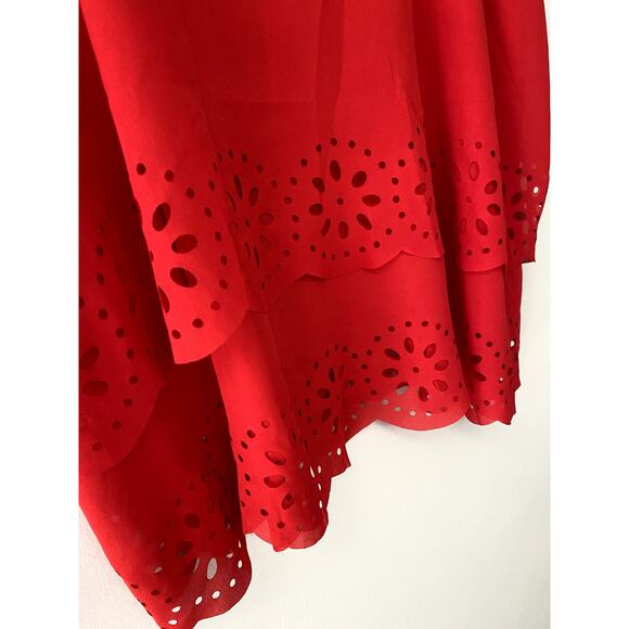 Myan Cherry Red Scallop Tank Top Sz L - Picture 4 of 6